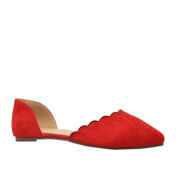 NEW Women's Red Scallop D'Orsay Flat - Picture 3 of 3